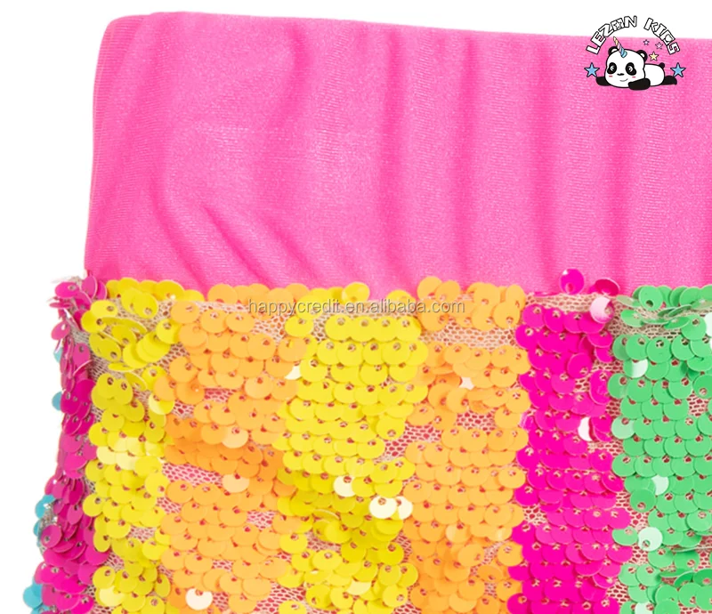 LEZONKIDS - Saias curtas personalizadas com cores neon, arco-íris, bordadas e sequins para meninas de 2 a 14 anos, roupas infantis